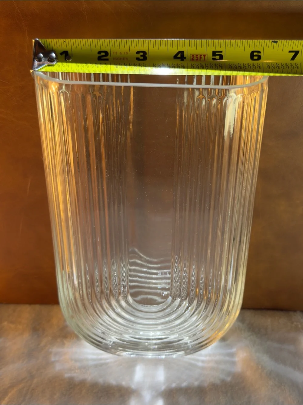 Clear Ribbed Glass Vase - Art Deco Style